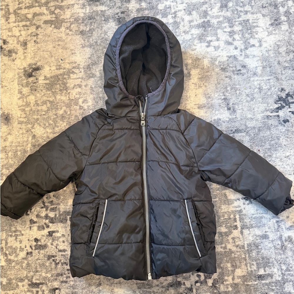 Wonder Nation Toddler Black Hooded Puffer Jacket